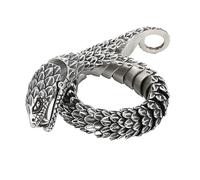 TQWSVUM Bracciale Ouroboros Vintage Nordico -Bracciale da Uomo con Polsino con Teste di Serpente in Acciaio Inossidabile Vichingo -Gioielli Talismani Animali Fatti A Manocatena A Maglie Serpente
