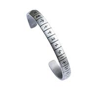 TQWSVUM Bracciale Polsino con Vichinghe Nordiche - Uomo Donna Acciaio Inossidabile Futhark Bracciale Aperto- Moda Punk Biker Braccialetto Regolabile Amuleto Gioielli Regali