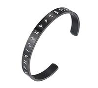 TQWSVUM Bracciale Rigido con Nordiche Vichinghe, Bracciale Aperto Luminoso Bagliore Regolabile in Acciaio Inossidabile Uomo, Gioielli con Cinturino Punk Vintage Pagano Celtico Lucidato A Mano