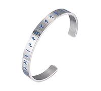 TQWSVUM Bracciale Rigido con Nordiche Vichinghe, Bracciale Aperto Luminoso Bagliore Regolabile in Acciaio Inossidabile Uomo, Gioielli con Cinturino Punk Vintage Pagano Celtico Lucidato A Mano