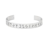 TQWSVUM Bracciale Runico Vichingo per Uomo - Nordic Elder Fuþark Runes Cuff Bangle - Regolabile in Acciaio Inox Rune Lettere Amuleto Wristband Vintage Punk Rock Jewelry