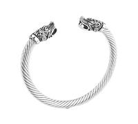 TQWSVUM Bracciale Teste di Drago Vichingo -Bracciale da Uomo in Acciaio Inossidabile con Amuleto del Drago -Gioielli per Animali da Polso Regolabili Classici Gotici Vintage Fatti A Mano Nordici