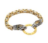TQWSVUM Bracciale Vichingo con Testa di Lupo A Catena Re per Uomini, Mitologia Norrena Odin Fenrir Bracciale Link in Acciaio Inossidabile, Vintage Weave Animal Amulet Wristband Pagan Jewelry Regalo