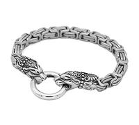 TQWSVUM Bracciale Vichingo in Acciaio Inossidabile con Testa di Lupo Odino per Uomo, Catena Re Bizantina Pesante Fatta A Mano, Mitologia Norrena Fenrir Animal Bangle Fashion Charm Vintage Jewelry