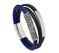 TQWSVUM Bracciale Vichingo in Acciaio Inossidabile con Valknut -Polsino Intrecciato in Pelle con Perline Nordiche da Uomo Donna -Gioielli Fatti A Mano con Amuleto per Bracciali