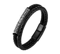 TQWSVUM Bracciale Vichingo in Pelle di Perline Valknut in Acciaio Inossidabile da Uomo, Simbolo Nordico Odino Bracciale Intrecciato Amuleto, Gothic Punk Stile Asatru Pagan Gioielli per Le Donne