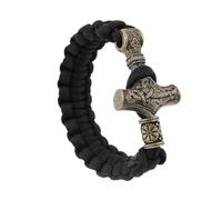 TQWSVUM Bracciale Vichingo Mjolnir Bead Paracord per Uomo - Bracciale Nordico in Acciaio Inossidabile Odin Thor's Hammer Braided Rope - Gioielli Amuleto Pagano con Nodo Celtico Fatti A Mano