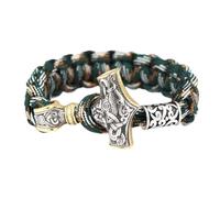 TQWSVUM Bracciale Vichingo Paracord Mjolnir - Bracciale Avvolgente in Corda Intrecciata con Martello Thor in Acciaio Inossidabile per Uomo Donna - Gioielli Pagani Amuleto Perline Vintage Nordico