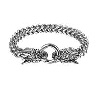 TQWSVUM Bracciale Viking Double Dragon Head - Nordic Dragon Animal Amulet Bracelet for Men - 6MM in Acciaio Inossidabile Intrecciato Maglia Maglia Catena Polsino Bangle Punk Gioielli Regalo