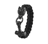 TQWSVUM Bracciale Viking Mjolnir Paracord per Uomo - Bracciale in Corda Intrecciata con Ciondolo Martello di Lupo Norreno - Gioielli Pagani Celtici in Acciaio Inossidabile Fatti A Mano Odin Wolf