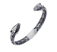 TQWSVUM Braccialetto Aperto da Uomo con Serpente della Bussola Vichingo - Bracciale Regolabile Serpente in Acciaio Inossidabile - Gioielli da Polso Intrecciati Vintage Celtico Nordico Vegvisir