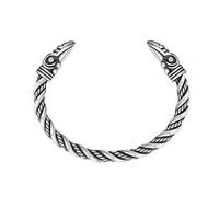 TQWSVUM Braccialetto dei Pirati Vichinghi Norvegesi-Bracciale da Uomo in Acciaio Inossidabile con Polsino Aperto Fenrir -Gioielli Scandinavi da Polso Regolabili con Amuleto Animale Corvo Vintage