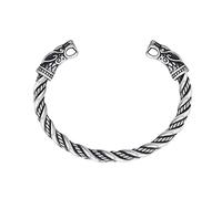 TQWSVUM Braccialetto dei Pirati Vichinghi Norvegesi-Bracciale da Uomo in Acciaio Inossidabile con Polsino Aperto Fenrir -Gioielli Scandinavi da Polso Regolabili con Amuleto Animale Corvo Vintage