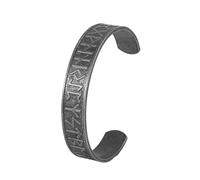 TQWSVUM Braccialetto Runico Vichingo in Acciaio Inossidabile per Uomo E Donna - Braccialetto Polsino Runico Nordico Futhark - Vintage Punk Fashion Regolabile Apertura Braccialetto Amuleto Gioiello