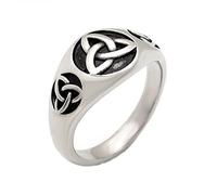 TQWSVUM Celtic Triquetra Uomo Simbolo Anello In Acciaio Inossidabile, Nordic Viking Vintage Trinity Nodo Signet Anello, Fatto A Mano Lucido Unisex Pagan Amulet Biker Gioielli Regali