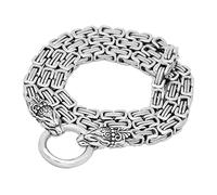 TQWSVUM Collana A Maglia Bizantina da Uomo - Catena da 7 Mm in Acciaio Inossidabile con Testa di Lupo - Collana con Amuleto di Lupo Vichingo Nordico Fatta A Mano Gioielli da Motociclista Vintage