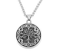 TQWSVUM Collana 'Albero della Vita Vichinga,Mens Nodo Celtico Yggdrasil Totem Ciondolo Amuleto in Acciaio Inossidabile, Moda Nordica Vintage Hip Hop Biker Gioielli Dichiarazione di Fascino
