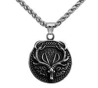 TQWSVUM Collana Alce Cervo per Uomo Donna -Catena in Acciaio Inossidabile con Ciondolo Testa di Cervo con Nodo Celtico Vichingo -Nordic Pirate Hip Hop Vintage Animal Amulet Pagan Charm Jewelry