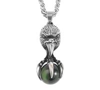 TQWSVUM Collana Aquila Vichinga per Uomo - Artiglio Aquila Sfera Cristallo Collana Pendente in Acciaio Inossidabile - Handmade Gotico Pirata Animale Amuleto Gioielli Maglione Clavicola Catena