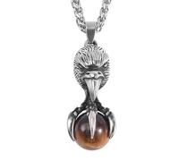 TQWSVUM Collana Aquila Vichinga per Uomo - Artiglio Aquila Sfera Cristallo Collana Pendente in Acciaio Inossidabile - Handmade Gotico Pirata Animale Amuleto Gioielli Maglione Clavicola Catena