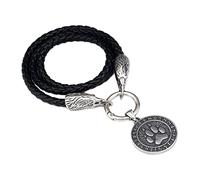 TQWSVUM Collana Ciondolo Uomo Viking Rune Bear Claw - Nordico Acciaio Inox Testa di Corvo Catena in Pelle Intrecciata - Fatto A Mano Bear Paw Totem Animal Amulet Jewelry