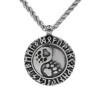 TQWSVUM Collana con Artiglio D'orso Runa Vichinga Yin Yang -Ciondolo Talismano Artiglio del Lupo di Odino in Acciaio Inossidabile Nordico - Gioielli Animali Moda Totem Zampa D'orso Vintage Unisex