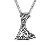 TQWSVUM Collana con Ascia Vichinga - Collana con Ciondolo Ascia Drago con Nodo Celtico Nordico - Gioielli Pagani Norvegesi in Acciaio Inossidabile Moda Uomo Donna Vintage