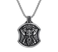 TQWSVUM Collana con Ascia Vichinga - Collana con Ciondolo Guerriero con Ascia Scudo Mitologia Norrena - Donne Uomini Acciaio Inossidabile Moda Vintage Protezione Amuleto Pagano Scandinavo