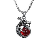 TQWSVUM Collana con Ciondolo A Forma di Artiglio di Drago in Acciaio Inossidabile, Collana con Amuleto con Testa di Drago Punk Rock Moda Uomo, Catena A Maglie da 24 Pollici