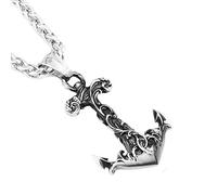 TQWSVUM Collana con Ciondolo Ancora Viking Mjolnir - Uomo Donna Acciaio Inossidabile Odino Martello di Thor Amuleto Vintage - Moda Nordica Maglione Hip Hop Catena Clavicola Gioielli Dichiarazione