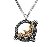 TQWSVUM Collana con Ciondolo Aquila Celtica Vichinga, Collana da Uomo in Acciaio Inossidabile Raven Eagle Hip Hop, Mitologia Norrena Vintage Eagle Celtic Knot Totem Amulet Jewelry Gift