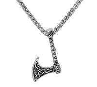 TQWSVUM Collana con Ciondolo Ascia Vichinga per Uomo Donna - Ciondolo in Acciaio Inossidabile con Ascia Nodo Celtico Pirata Nordico - Regalo di Gioielli Scandinavo Amuleto Nodo Irlandese