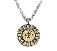 TQWSVUM Collana con Ciondolo con Runa Men'albero della Vita Vichingo Nordico, Uomini Donne Mix Oro Acciaio Inossidabile Yggdrasil Totem Talismano, Gioielli Vichinghi Hip-Hop Vintage Moda Unisex