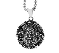 TQWSVUM Collana con Ciondolo Corvo Odino Nordico Vichingo - Uomo Donna Acciaio Inossidabile Corvo Nodo Celtico Albero della Vita Amuleto - Moda Medievale Vintage Gioielli Animali Accessori