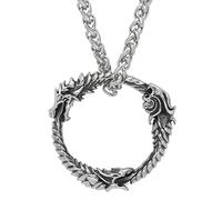 TQWSVUM Collana con Ciondolo Drago Uroboro Vichingo - Amuleto Lupo Celtico Odin in Acciaio Inossidabile Uomo - Testa Drago Rotonda Gotica Vintage Nordica Gioielli per Animali Punk per Adolescenti