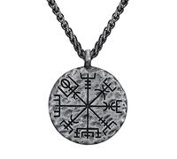 TQWSVUM Collana con Ciondolo Helm of Awe con Bussola Vichinga da Uomo, Amuleto Scandinavo Totem Nordic Vegvisir, Regalo Vichingo di Gioielli Pagani Celtici Vintage in Metallo Moda