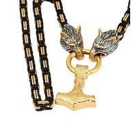 TQWSVUM Collana con Ciondolo Martello Thor's Celtico Vichingo Nordico -Amuleto A Catena da Uomo con Ciondolo Mjolnir in Acciaio Inossidabile -Gioielli Punk Street Rock di Moda Medievale