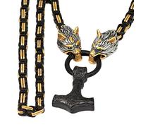 TQWSVUM Collana con Ciondolo Martello Thor's Celtico Vichingo Nordico -Amuleto A Catena da Uomo con Ciondolo Mjolnir in Acciaio Inossidabile -Gioielli Punk Street Rock di Moda Medievale