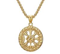 TQWSVUM Collana con Ciondolo Runa Magica Vegvisir Bussola Vichinghi Norreni,Collane Valknut con Simbolo Odino Acciaio Inossidabile Uomo, Gioielli con Protezione Amuleto Pagano con Charm Vintage