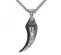 TQWSVUM Collana con Dente di Lupo per Uomo - Collana Ciondolo Zanna di Lupo Tribale in Acciaio Inossidabile Nordico Vichingo - Nodo Celtico Vintage Drago Totem Amuleto Classico Gioielli Animali