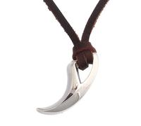 TQWSVUM Collana con Dente di Lupo -Uomo Donna Viking Wolf Fang Ciondolo Collana in Corda Cuoio Regolabile -Gioielli Amuleto Pagano Animale con Dente Lupo Tribale in Acciaio Inossidabile Nordico