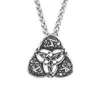 TQWSVUM Collana con Nodo Celtico Triquetra per Uomo - Collana con Ciondolo con Nodo Trinità Cava in Acciaio Inossidabile Vichingo Norreno - Amuleto Vintage Fatto A Mano Hip Hop Gioielli Pagani