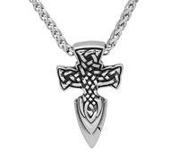 TQWSVUM Collana con Pendente A Forma di Lancia con Nodo Celtico Vichingo - Amuleto con Testa di Spada con Nodo di Trinità Vintage da Uomo in Acciaio Inossidabile - Gioielli Nordici Fatti A Mano
