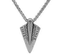 TQWSVUM Collana con Pendente A Punta di Freccia Runica Vichinga per Uomo - Collana in Acciaio Inossidabile Vintage con Punta di Lancia di Nordic Odino - Mitologia Norrena Amuleto Pagano Gioielli