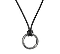 TQWSVUM Collana con Rune Norrene Vichinghe con Catene in Corda di Cuoio Intrecciata Regolabile per Uomo E Donna - Ciondolo Ad Anello Rotondo in Acciaio Inossidabile Vintage Fatto A Mano Amuleto