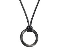 TQWSVUM Collana con Rune Norrene Vichinghe con Catene in Corda di Cuoio Intrecciata Regolabile per Uomo E Donna - Ciondolo Ad Anello Rotondo in Acciaio Inossidabile Vintage Fatto A Mano Amuleto