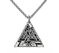TQWSVUM Collana da Uomo con Albero della Vita Vichingo Valknut,Ciondolo Amuleto Yggdrasil in Acciaio Inossidabile Mitologia Norrena,Regalo di Compleanno per Gioielli Vintage Rapper Fatti A Mano