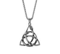 TQWSVUM Collana da Uomo con Nodo Celtico della Trinità Vichinga - Ciondolo Nordico in Acciaio Inossidabile Triquetra E Uroboro - Gioiello Fatto A Mano Amuleto A Forma Nodo Irlandese Vintage Cavo