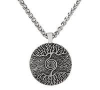 TQWSVUM Collana da Uomo in Acciaio Inossidabile Viking Tree of Life Pendant, Mitologia Norrena Yggdrasil Totem Amuleti Gioielli, Accessorio for Catena in Clavicola Lucidato A Mano Lucido