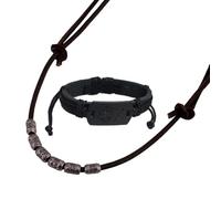 TQWSVUM Collana da uomo in pelle con perline vichinghe e testa di lupo, ciondolo vintage fatto a mano con perline in metallo, catena regolabile in corda - Gioielli gotici medievali, Metallo, Agata